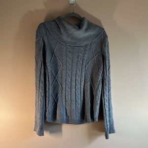 Design History Charcoal Cable Knit Turtleneck Sweater